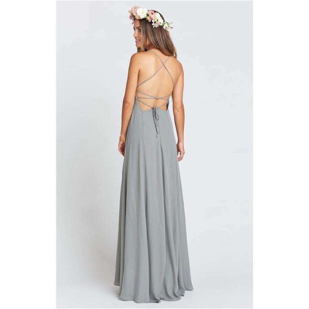 NWT Show Me Your Mumu Godshaw Goddess Gown Bridesmaid Dress Charcoal Size L - Picture 5 of 12